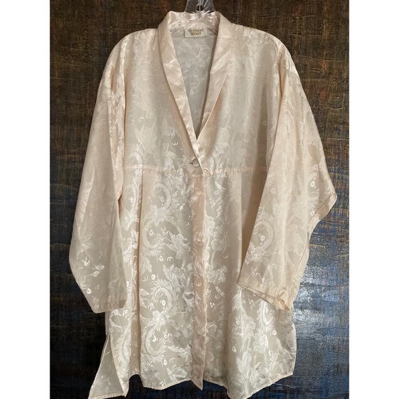 Vintage Victorias Secret Gold Label Jacquard Satin Sleep Shirt Gown M/L - Picture 2 of 8